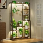 Plant Stand with Grow Light - 180cm Tall lower Stand with 8 Tiers Metal Square Design Plant Rack or Living Room Balcony Patio Ga