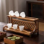 Walnut storage rack, small desktop tea cup, Bo Gu rack, new Chinese style tea room, coffee table, storage cup rack, display rack - Image 4