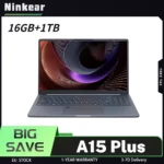 Ninkear A15 Plus Laptop, AMD Ryzen 7 5825U 8 Cores Max 4.5GHz, 15.6 inch 1920*1080 60Hz Screen, 16GB RAM 1TB SSD, WiFi 6