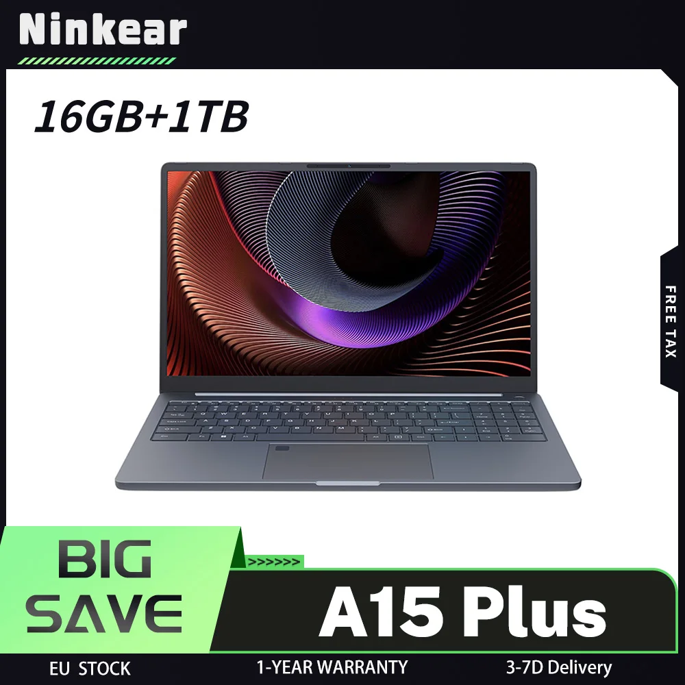 kf-Se6fa317923a54fc4aae92a39741bf0ef1 Ninkear A15 Plus Laptop, AMD Ryzen 7 5825U 8 Cores Max 4.5GHz, 15.6 inch 1920*1080 60Hz Screen, 16GB RAM 1TB SSD, WiFi 6 - Image 1