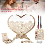 Wedding Guest Book Wooden Drop Heart Message Book Sign in Table Photo Frame Birthday Valentine's Day Wedding Party Decoration - Image 2