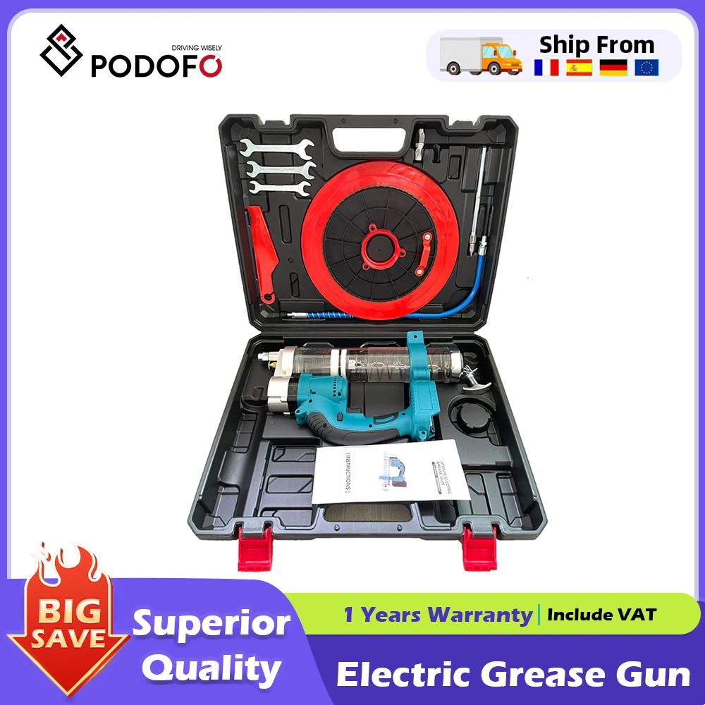 kf-Sf144b3e4575042a084b7318cd79049ce4 Podofo 689Bar Brushless Motor Grease Gun Lubricator Electric Grease Gun High-Performance Grease Gun Tool Set For Makita Battery - Image 1