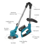 1800W Electric Cordless Grass Trimmer 7800PRM Handheld fuel Cup Adjustable Weeder Garden Tool With 2PCS 21V Battery - Image 6