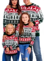 Matching Family Christmas jersey Sweaters Snowflakes Knitted Sweaters Long Sleeve Round Neck Reindeer Pullovers Knitted Tops