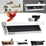 Wooden Magic Flap Shelf with Secret Compartment Storage Rack Wall-Mounted Display Cabinet Rack for Book Wine Plants Disc - Image 4