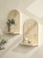1pc Wooden Arch Wall Shelves for Boho Home Decor, Rustic Display Rack for Plants,Bedroom, Living Room, Entryway Decoration Shelf