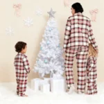 Christmas Matching Pajamas Set Plaid Print Adults Kids Matching Outfit Turn-down Collar Button Shirt+Trousers Pyjama Family Look - Image 2