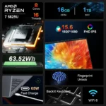 Ninkear A15 Plus Laptop, AMD Ryzen 7 5825U 8 Cores Max 4.5GHz, 15.6 inch 1920*1080 60Hz Screen, 16GB RAM 1TB SSD, WiFi 6 - Image 3