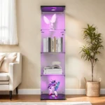 Comanlai 4-tier LED Glass display cabinet,Single/double door,Room Decor,storage shelf/display stand for collectibles,treasures - Image 2