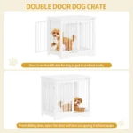 1 White Dog Cage Furniture,2 Doors, Modern Dog Cage Indoor for Small/Medium/Large Dogs, Side Table, Dog Box for Home - Image 5