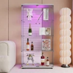 Comanlai 4-tier LED Glass display cabinet,Single/double door,Room Decor,storage shelf/display stand for collectibles,treasures - Image 3