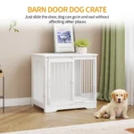 1 White Dog Cage Furniture,2 Doors, Modern Dog Cage Indoor for Small/Medium/Large Dogs, Side Table, Dog Box for Home - Image 2