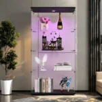 Comanlai 4-tier LED Glass display cabinet,Single/double door,Room Decor,storage shelf/display stand for collectibles,treasures