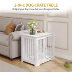 1 White Dog Cage Furniture,2 Doors, Modern Dog Cage Indoor for Small/Medium/Large Dogs, Side Table, Dog Box for Home - Image 3