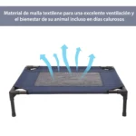 PawHut Cama Elevada Perros con Malla Transpirable Tela Oxford 76x61x18 cm Azul - Image 5