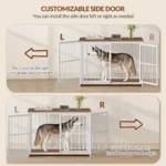 100 cm Dog Box for Home with 3 Doors,Wooden Indoor Dog Box,Side Table,Dog Cage Heavy Duty,for Medium to Large Dogs,Vintage Brown - Image 3