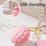 Strawberry Silicone Clitoral Vibrator, Egg vibrator shaped Clitoral Massager with Pearl Chain, Pearl Chain Female Intimate Toy - Image 4
