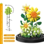 Micro particle building block bouquet handmade gift, children's puzzle toy handmade DIY sunflower desktop decoration ornament - Image 3