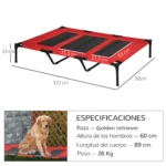 Pawhut Raised Dog Bed Breathable Indoor Outdoor 122X92X23 cm Red - Image 3