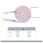 Rainbow Dog Leash, Cotton Pet Leash with Metal Buckle & Hangable Dog Tag Suitable for Dog Walking and Training Dog Accessories - Image 5