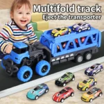 Deformable Rail Car Ejection Folding Big Truck Toys for Kids Container Transporter Playset Children Gift