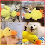 Dog sleeping with a hug duck puppy plush toys to relieve boredom of little yellow duck pet interactive plush doll pet supplies - Image 4