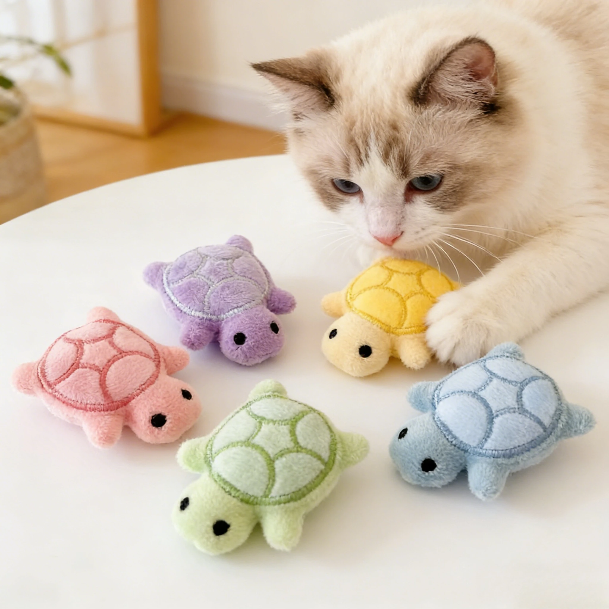 kf-S0812b2f4a1974e0a805096edcc48450dC 3/6pcs Mini Cute Turtle Plush Toys, Soft Fabric, Interactive Boredom & Exercise Game, Small Breed Pet Supplies, Pet Toys - Image 1