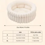 Round Plush Pet Bed for Cats & Rabbits, Thick Warming Donut Cushion with High Sides, No Assembly Needed Easy-Clean Small Dog Bed - Image 2