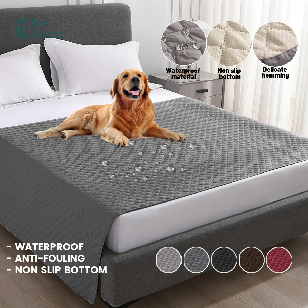 kf-S0993eacdff964d22b275006b7bdc90fa2 Anti Leaking & Non-Slip Dog Bed Cover,Pet Blanket Sofa Pet Bed Mat,Mattress Protectors Car,Furniture Couch Cover for Cats Dogs - Image 1
