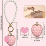 Strawberry Silicone Clitoral Vibrator, Egg vibrator shaped Clitoral Massager with Pearl Chain, Pearl Chain Female Intimate Toy - Image 6