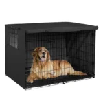 Dog Wire Crate Cover Waterproof Pet Cage Covers With Two Entrance Doors Cage Cover Universal Made Of 210D Silver Coated Oxford
