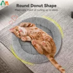 ATUBAN Cat Bed for Indoor Cats, Round Cat Bed for Curl Sleep Basic Pet Mat Wahable Bed for Small Puppy Cats Rabbit, Medium - Image 6