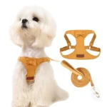 Trendy Premium Suede Dog Harness Leash Set - Adjustable Pet Chest Strap Soft & Durable Puppy kitten Fashion Accessories - Image 3