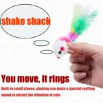 1PC Fake Mouse Colorful Feather Interacts with Cat Cute Soft Wool Fun Play Training Cat Kitten Pet - Image 2