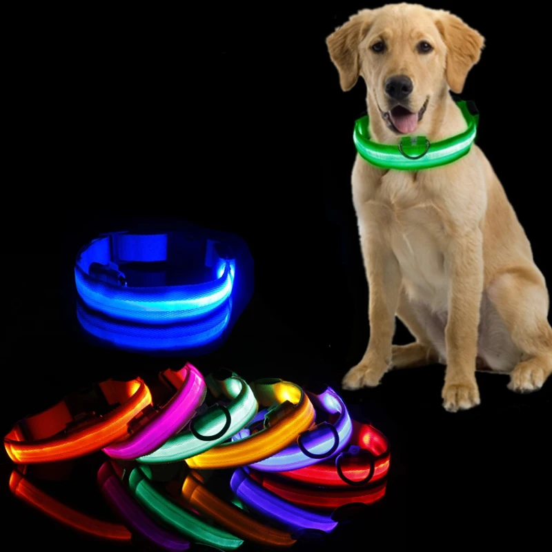 kf-S108cfac0a17340a2bb0c29d6ddcf7801x Led Dog Collar Light Anti-lost Collar For Dogs Puppies Night Luminous Supplies Pet Products Accessories USB Charging/Battery - Image 1