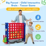 Jumbo Four in a Row-in-a-Row Floor Game, Adjustable Height/42 Large Rings/Quick Release Slide, Outdoor Indoor Family Party Toys - Image 3