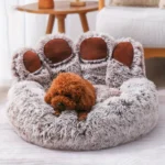 Dog Bed Cat Pet Sofa Cute Bear Paw Shape Comfortable Cozy Pet Sleeping Beds For Small Medium Large Soft Fluffy Cushion Dog Bed - Image 6