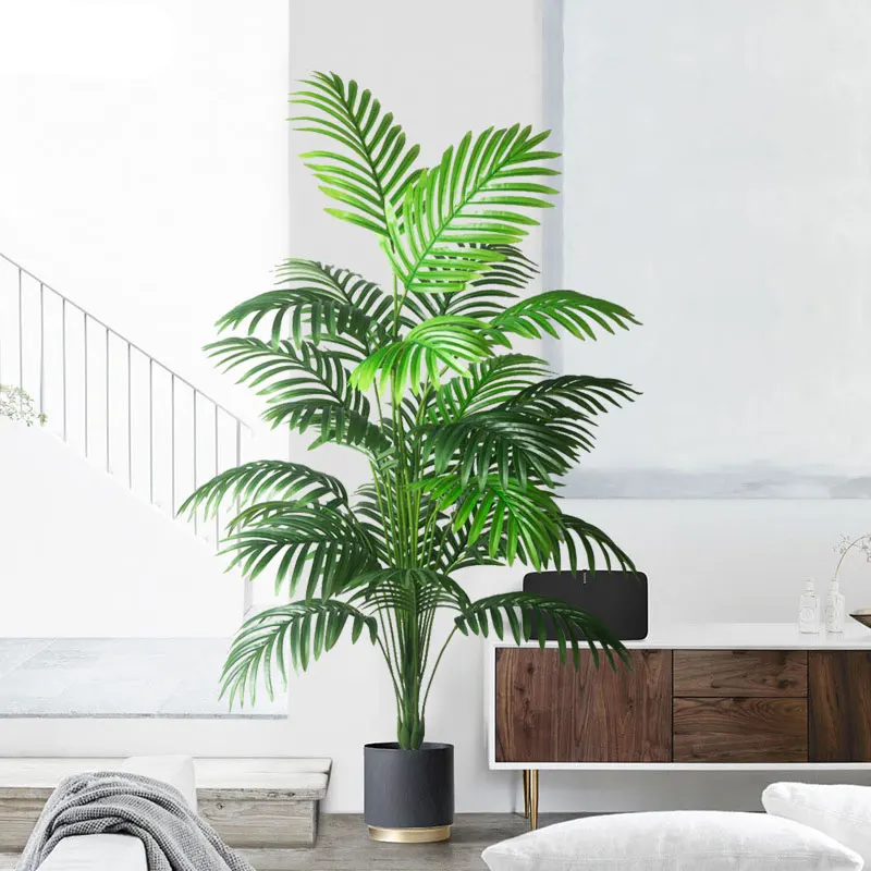 kf-S1677eda8f85b400dbfb3083966356d7bL 90-120cm Large Artificial Palm Tree Tropical Fake Plants Green Plastic Palm Leafs Big Monstera Tree Branch For Home Garden Decor - Image 1