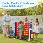 Jumbo Four in a Row-in-a-Row Floor Game, Adjustable Height/42 Large Rings/Quick Release Slide, Outdoor Indoor Family Party Toys - Image 5