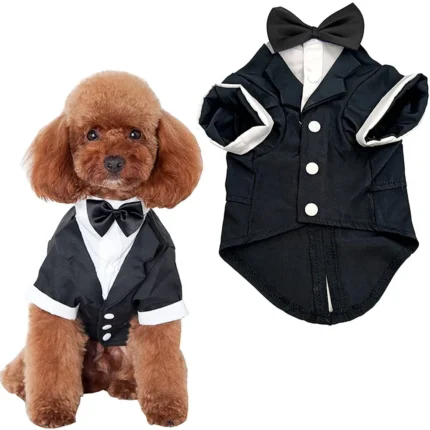 Dog Tuxedo Costume Wedding Party Suit Formal Tuxedo for Puppy Small Dogs Prince Shirt Weeding Attire Elegant Dog Cosplay Apparel