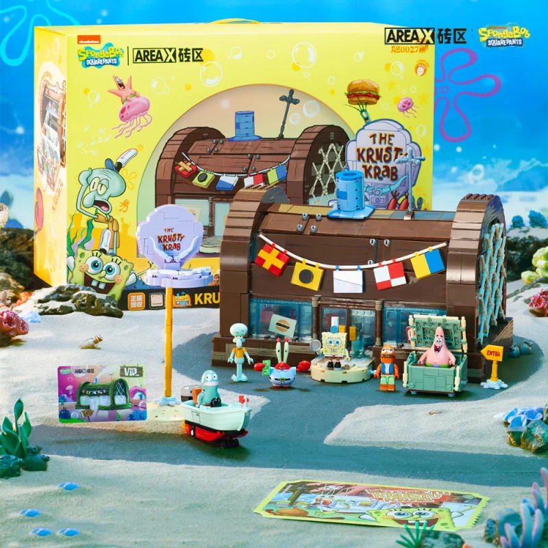 kf-S19db078e13fc4634830ec44e1a5051a1m Spongebob building block cartoon Krusty Krab creative restaurant scene model Patrick Star assembly toy children's birthday gift - Image 1