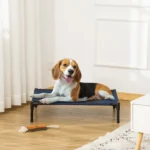 PawHut Cama Elevada Perros con Malla Transpirable Tela Oxford 76x61x18 cm Azul - Image 2