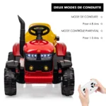 12V Kids Electric Tractor with Removable Trailer, Ride-On Electric Car Toys with Music MP3 3-Speeds 7 LED Lights for 3-6 years - Image 3