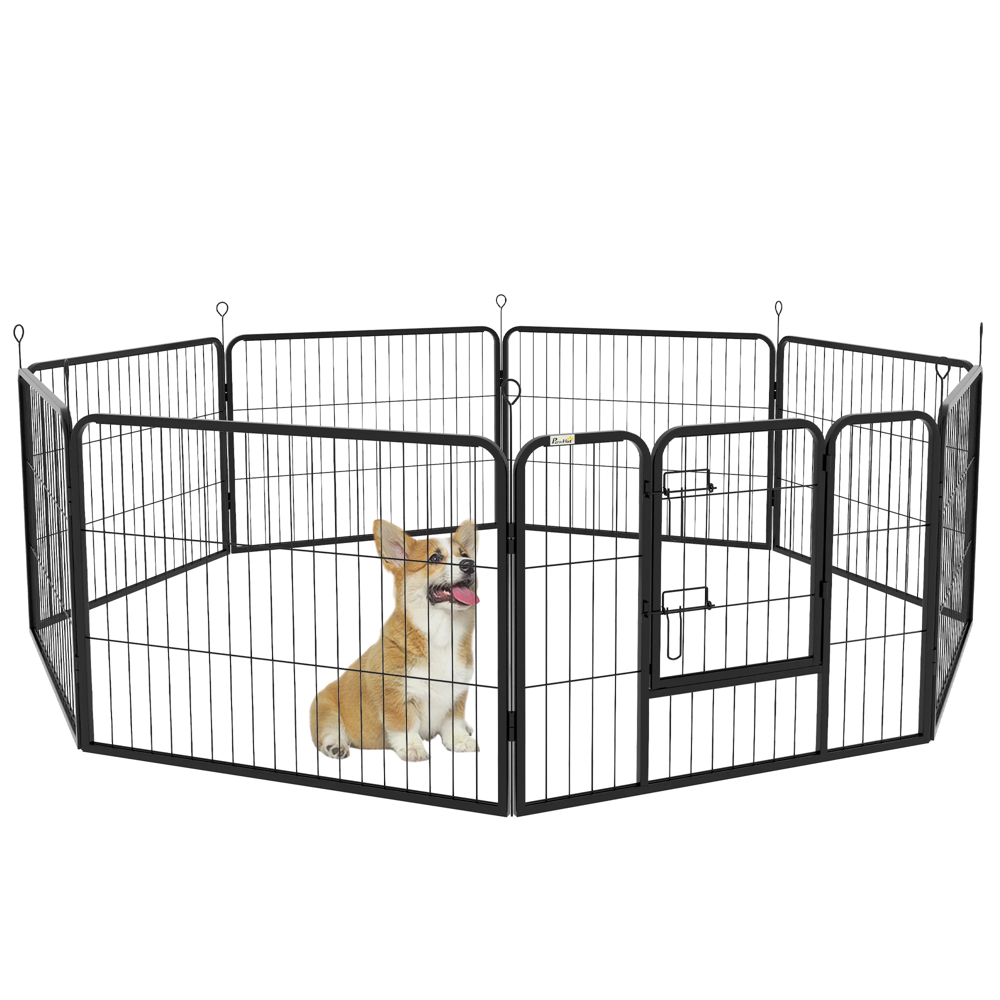 kf-S1f2092acfdc14f839c695940c1b0e7d7u PawHut 8 panel dog park 80x60 cm customizable shape black - Image 1