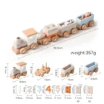 Wooden Birthday Train Toy Simulated Train Toy Model Baby Montessori Educational Toys Wooden Trolley Baby Learning Kid Toys Gifts - Image 5