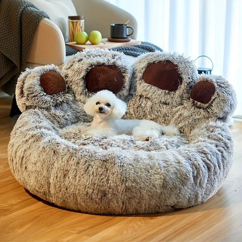 kf-S232f810da80e4fa7a0c6c91fb9eaef2aI Dog Bed Cat Pet Sofa Cute Bear Paw Shape Comfortable Cozy Pet Sleeping Beds For Small Medium Large Soft Fluffy Cushion Dog Bed - Image 1
