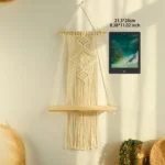 Macrame Wall Shelf Wood Floating Shelves Flower Pot Display Stand Hanging Wall Boho Home Decoration Living Room Decors Aesthetic - Image 4