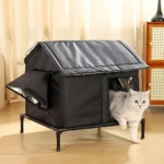 Elevated Pet House-Bed Moisture-Proof Design Cat House Weatherproof for Indoor or Outdoor Use Fits Small or Medium Pets - Image 4
