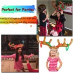 2 Pack Inflatable Reindeer Ring Toss Game With Antlers and 8 Rings, Family Christmas Party Games classroom indoor outdoor fun - Image 5