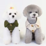 British Style Dog Coat Jacket Short Sleeve Pet Clothes Kahai Green Dog Trench For Small Dogs Yorkie Chiwawa Clothing Apparel XXL - Image 3